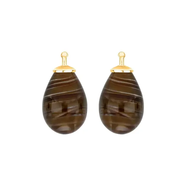 Vergulde kleine druppel oorhangers gemêleerd bruin