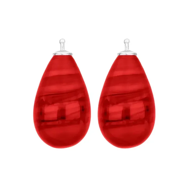 Zilveren grote druppel oorhangers gemêleerd rood
