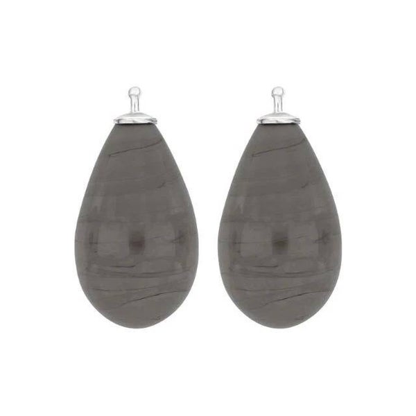 Zilveren grote druppel oorhangers gemêleerd grijs