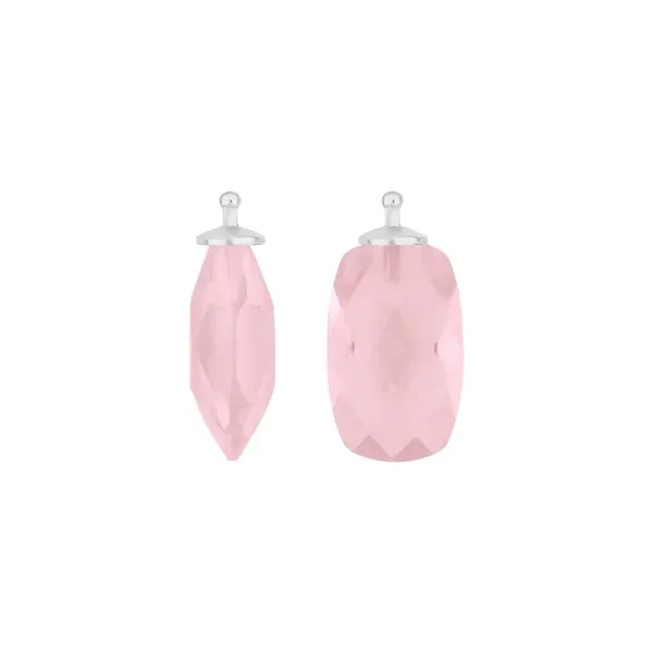 Zilveren rechthoekige oorhangers zacht roze