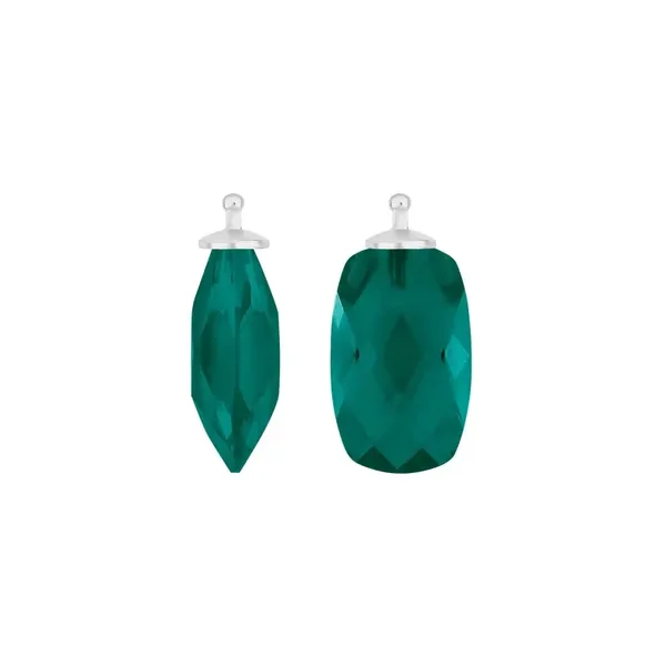 Zilveren rechthoekige oorhangers bosgroen