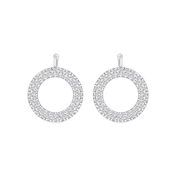 Zilveren ronde oorhangers met zirconia