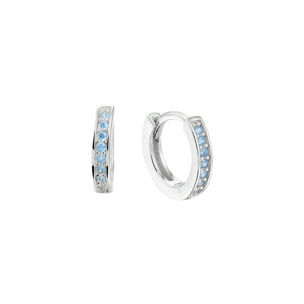Zilveren klapoorringen met blauw zirconia
