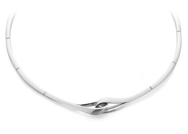 Zilveren verbonden schakel collier