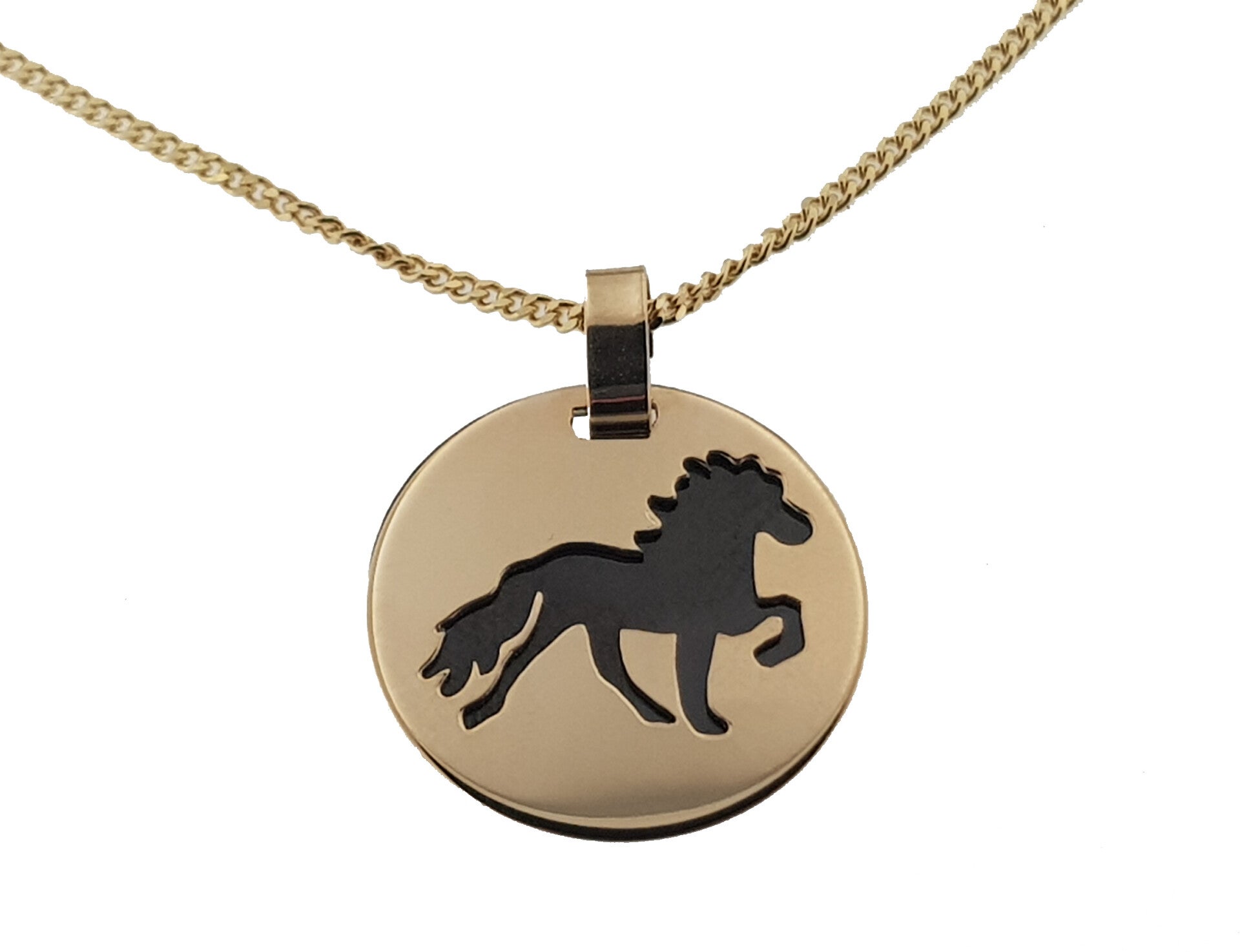 G10-100 14 krt. goud IJslander Tölt hanger zirkonium