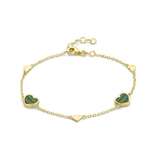 Gouden armband malagiet hartjes