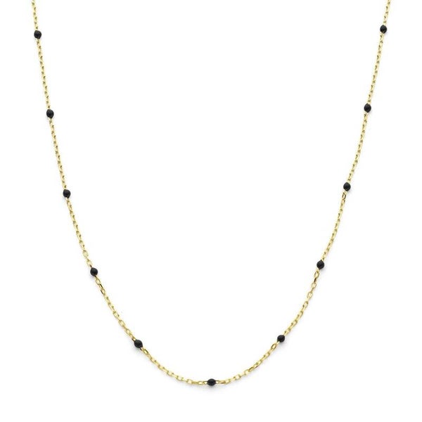 Gouden ketting met zwarte bolletjes