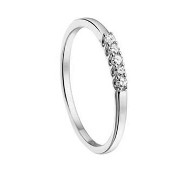 Witgouden ring met diamant rij 0,10ct.
