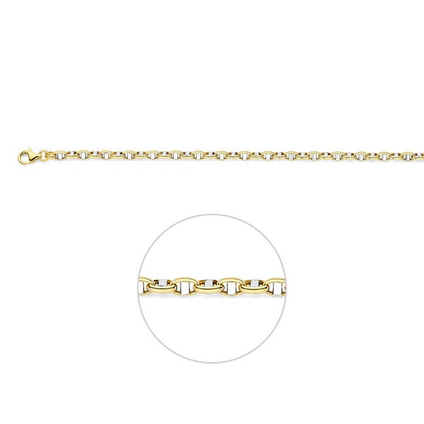Gouden armband jasseron ovaal bicolor