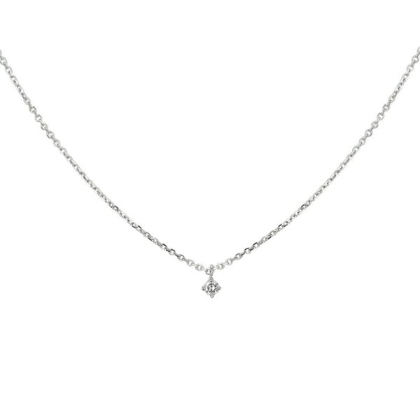 Witgouden collier met diamant 0.05ct 41- 43- 45cm