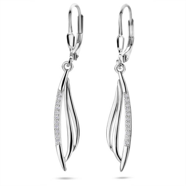 Zilveren libelle-vleugel oorhangers met zirconia's