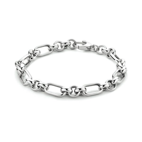 Zilveren armband met ronde en ovale anker schakel