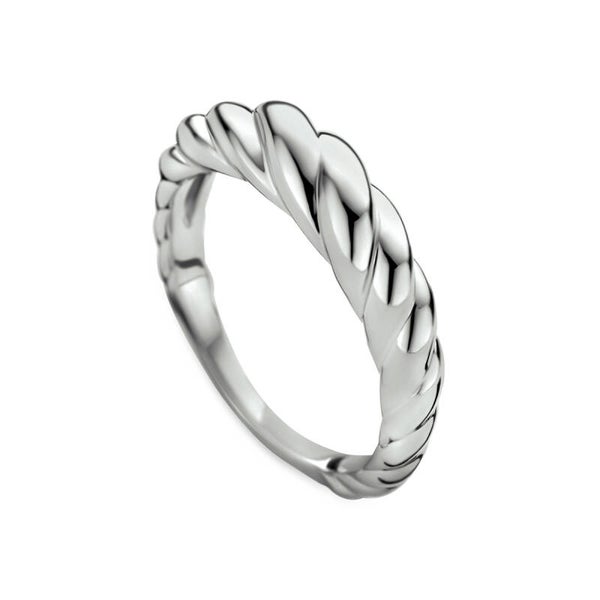 Zilveren ring met bolle lijnen