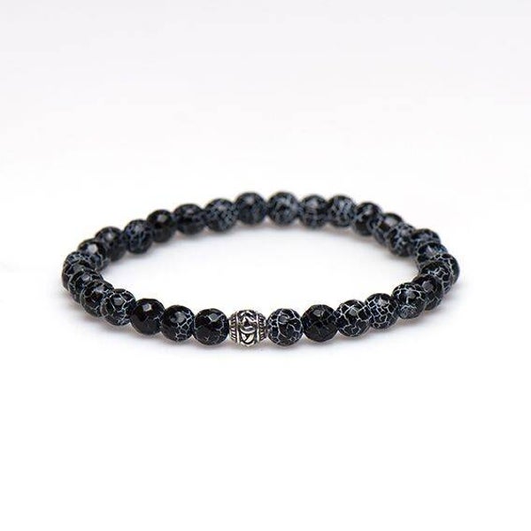 Blue Marble Silver Bead elastic