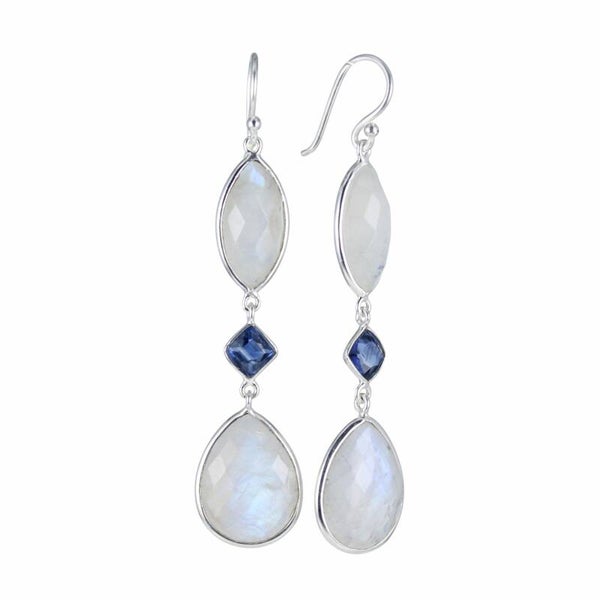 Oorhanger maansteen, london blue topaas