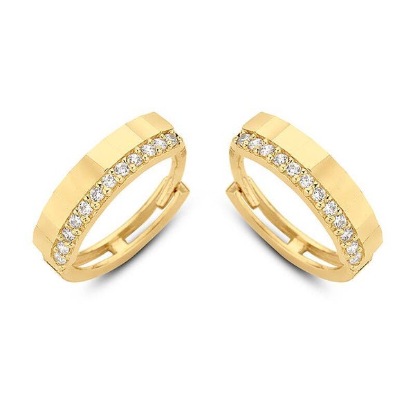 Gouden oorringen met rij zirconia's