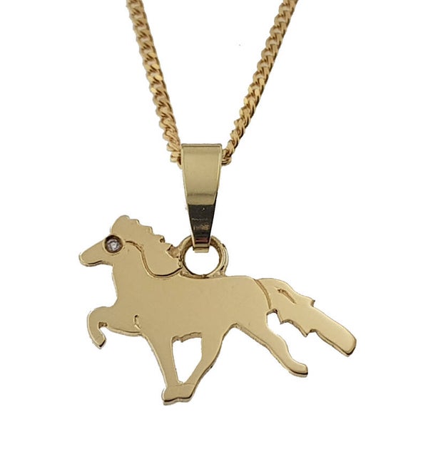 G10-106 14 krt. goud IJslander Tölt hanger diamant