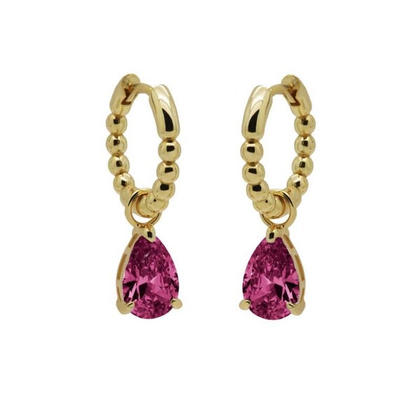 Karma oorringen ANNA RUBY RED goldplated
