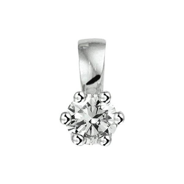 Witgouden hanger solitair met diamant 0.10ct