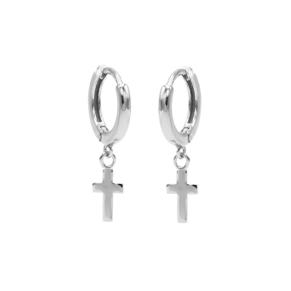 Hinged Hoops Symbols Faith Silver