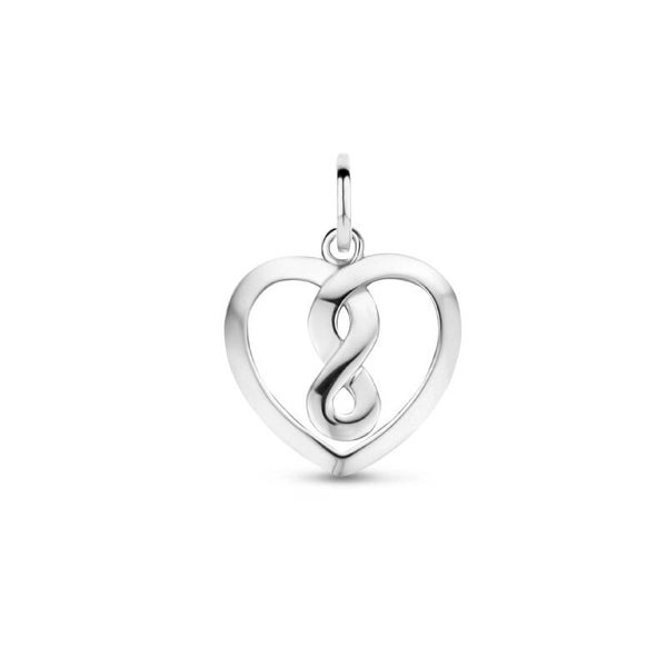 Zilveren hanger hart met infinity
