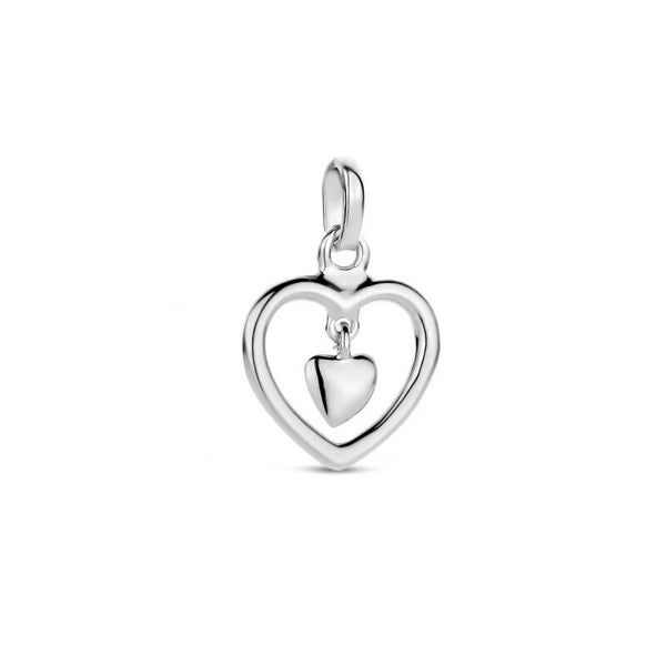Zilveren hanger dubbel hart