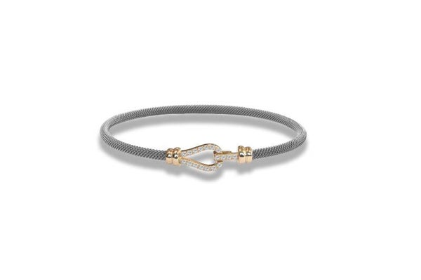 BR-KAGO 01PBY Borsari armband grijs met zirconia's in sluiting