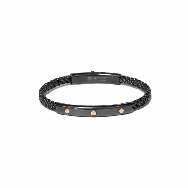 BR SKEMMA04db Borsari armband staal donkerbruin