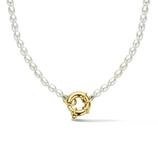 Gouden ketting parel 42 cm