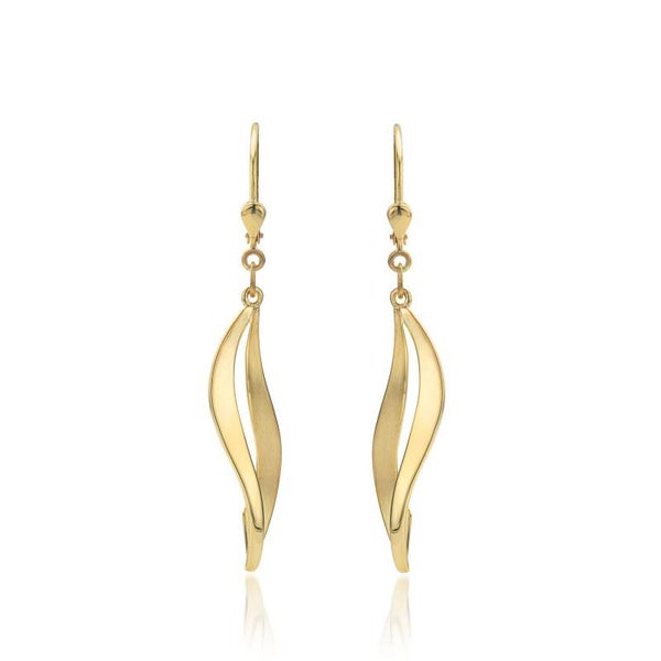 Zilver vergulde oorhangers dubbele golf