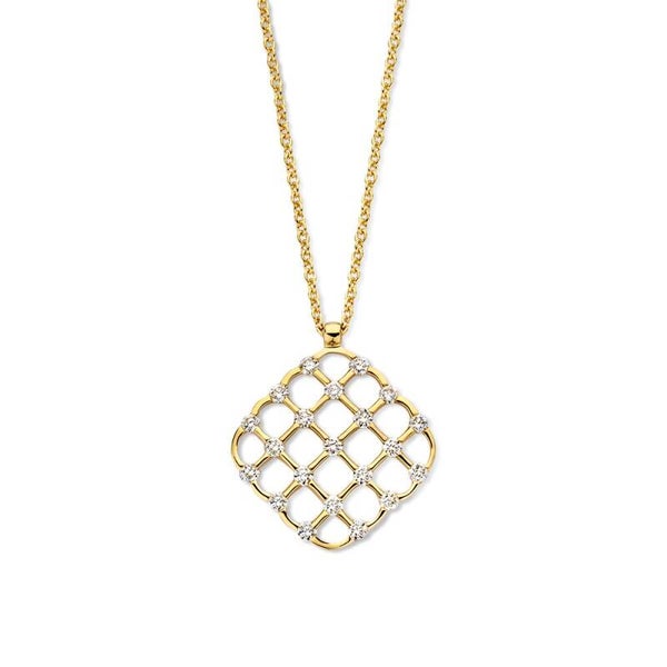 Gouden collier met diamant 0,22 crt.