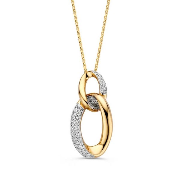 Gouden collier met diamant 0,39 crt.
