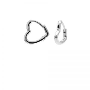 Plain Hinged Hoops Heart Silver