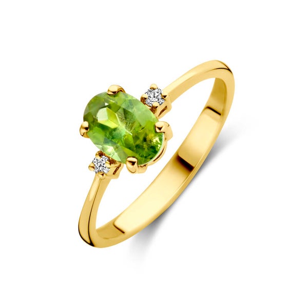 Aanzoeksring trilogie toermalijn met diamant