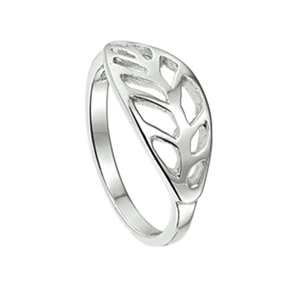 Zilveren ring met veer ontwerp