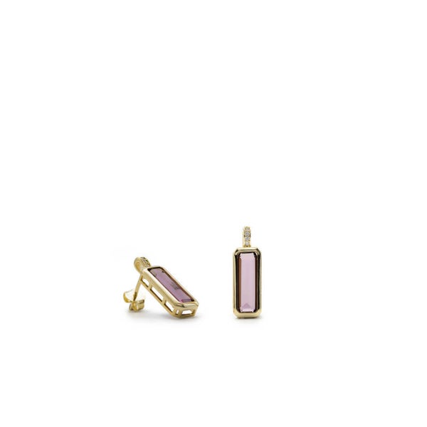 Zilver vergulde oorknoppen, roze