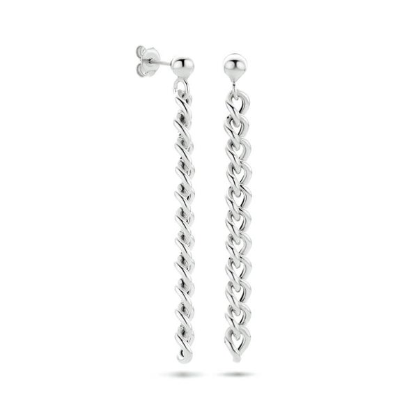 Zilveren oorhangers met schakelketting