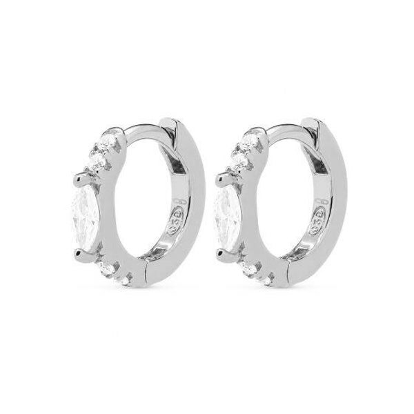 Zilveren oorringen Oval Zirconia Dots