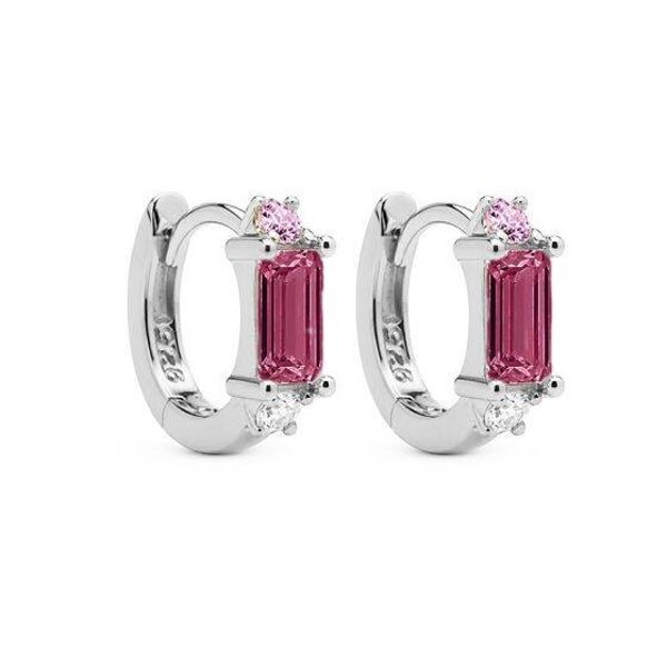 Zilveren oorringen Classic Ruby Red