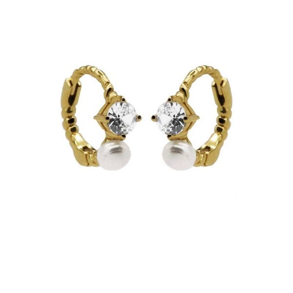 Vergulde oorringen Hoops in Pearls