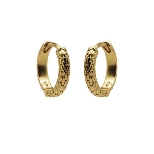 Hinged Hoops Croco goldplated
