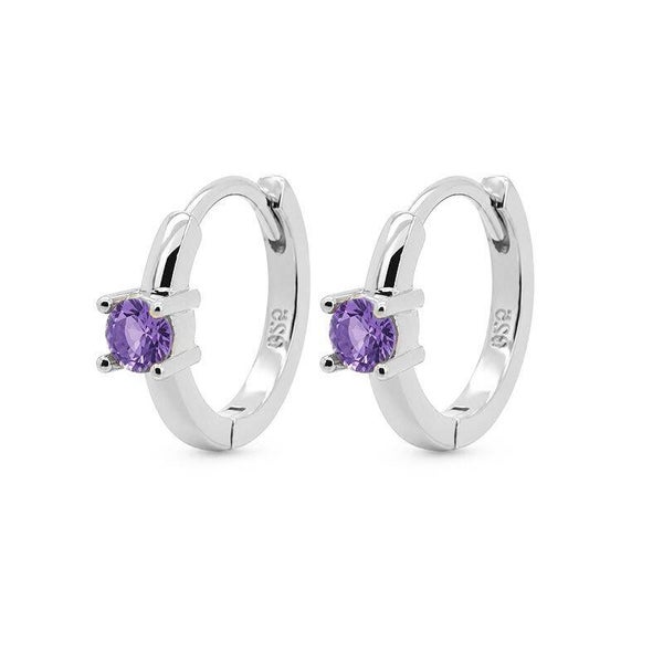 Zilveren oorringen Single Solid Lavender Zirconia