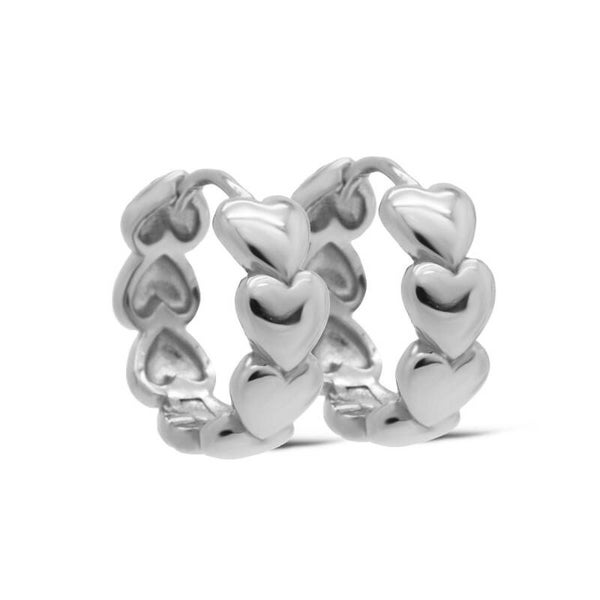 Zilveren oorringen Bead Heart