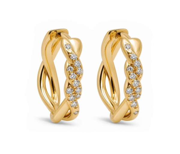 Vergulde oorringen Twisted Zirconia Loulou
