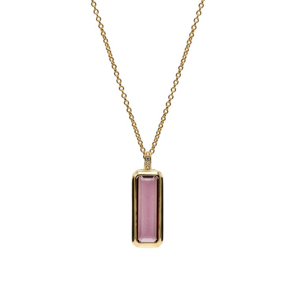 Vergulde ketting met luxe roze kleursteen