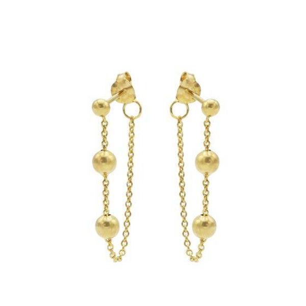 Vergulde oorknoppen Chain Triple Ball