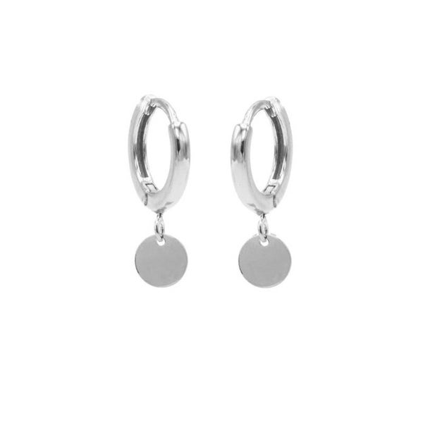 Hinged Hoops Symbols Disc Silver