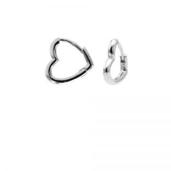 Plain Hinged Hoops Heart Silver