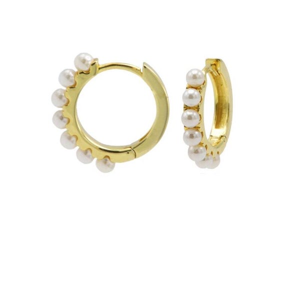 Plain Hinged Hoops Pretty Pearls Goldplated