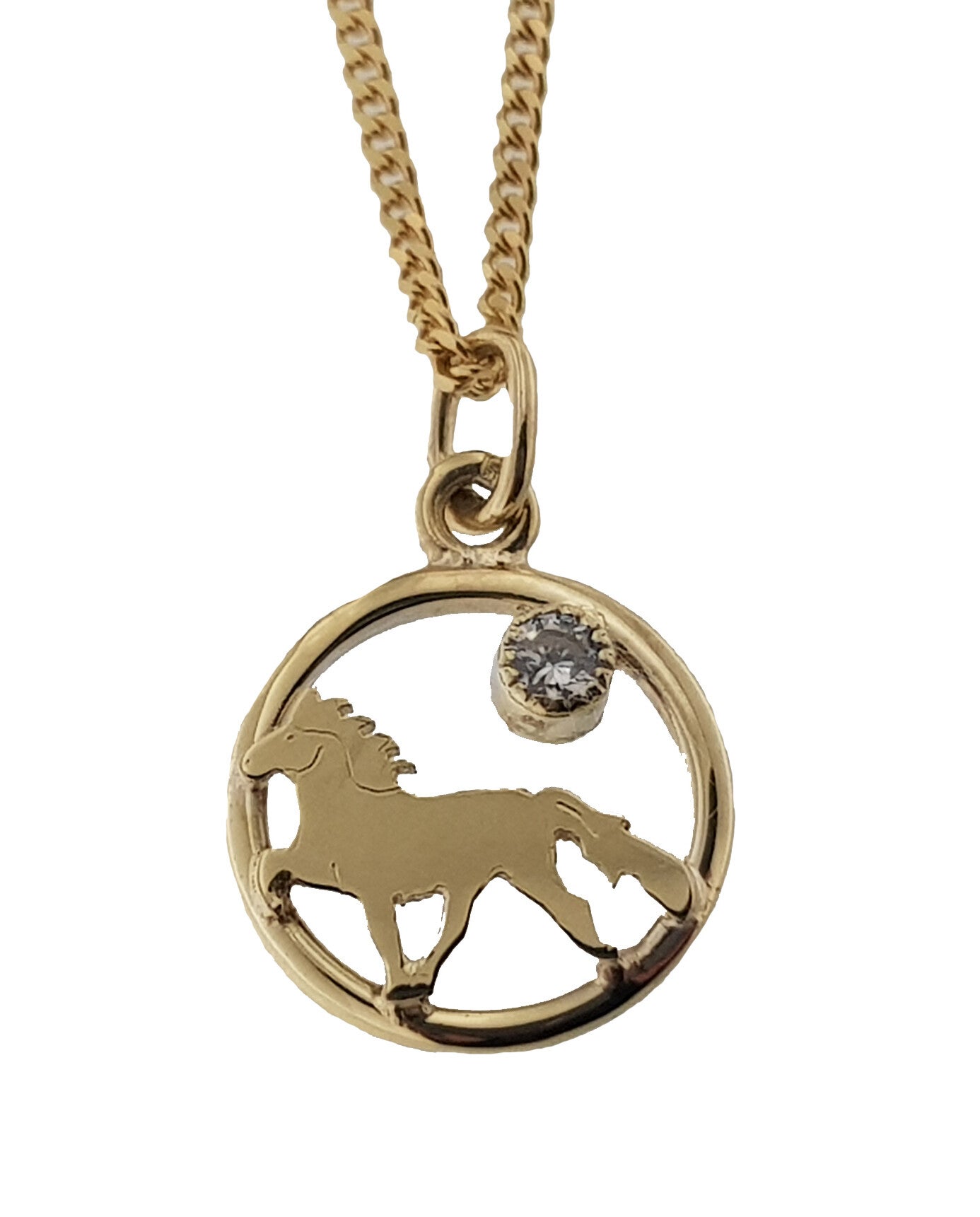 G10-103 14 krt. goud IJslander Tölt hanger zirconia